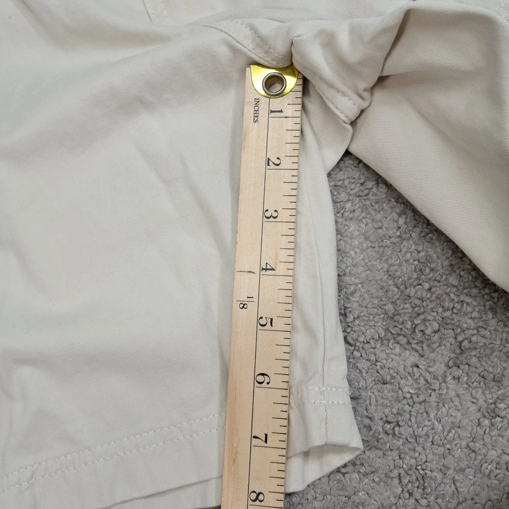 Croft & Barrow Mens Beige Khaki Cargo Shorts Size 42 Elastic Waist Cotton 7441